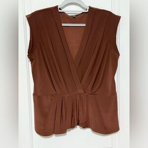 Express Deep Brown V-Neck Blouse